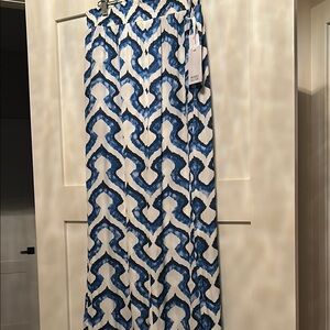 Blue and White Patterned flowy pants